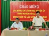 Đồng chí Trần Quang Ty – TUV – Bí thư huyện ủy (trái) và đồng chí Bùi Xuân Nhật – Bí thư chi bộ - Hiệu trưởng tại buổi làm việc